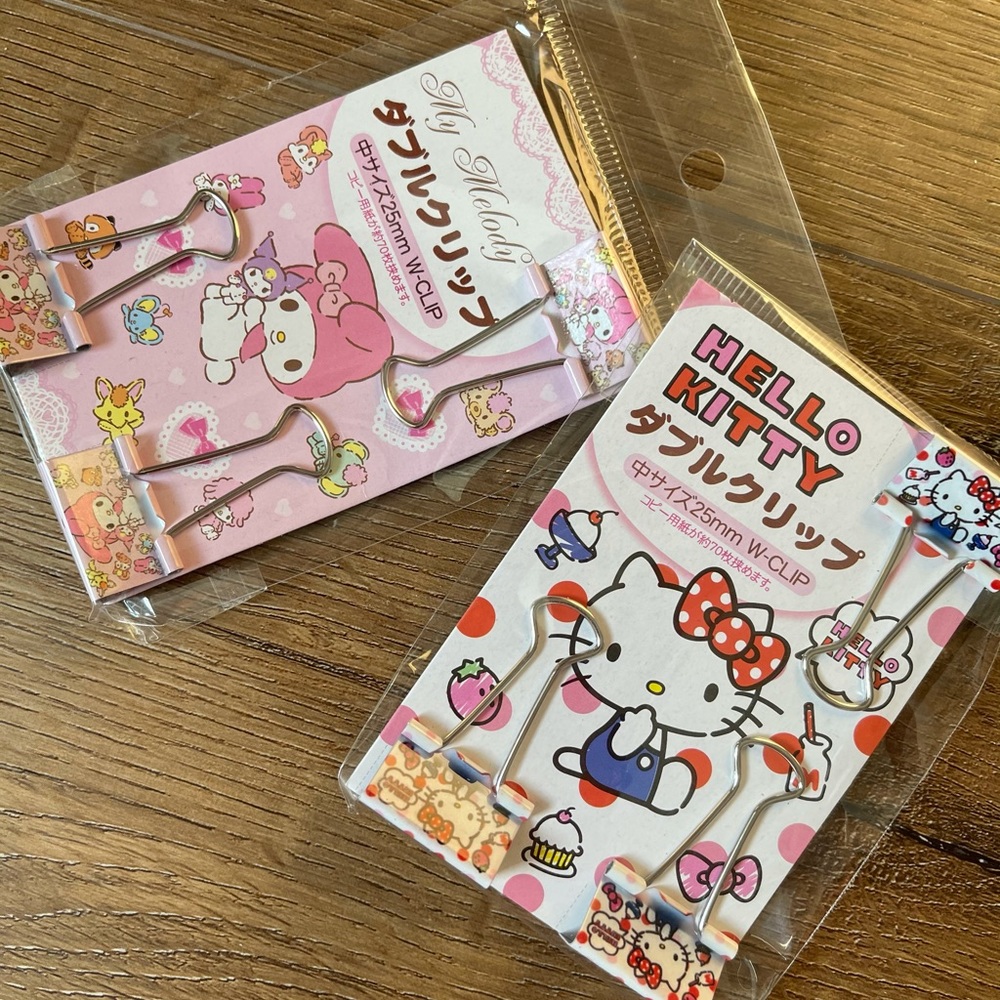 HELLO KITTY & MY MELODY-NWT Metal Paper Binders - Picture 7 of 9